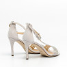 Sandalo elegante beige tacco alto con strass