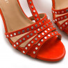 Sandalo Lalla rosso con borchie e tacco medio