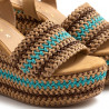 Sandalo con zeppa Fiorina in rafia marrone e azzurra