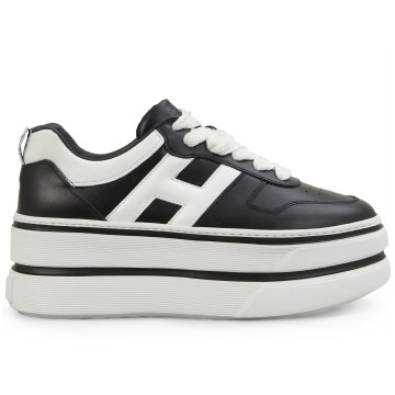 Sneakers donna Hogan H449 nero e bianco in pelle