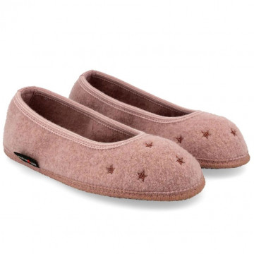 Pantofola donna Haflinger Stella in lana cotta rosa antico