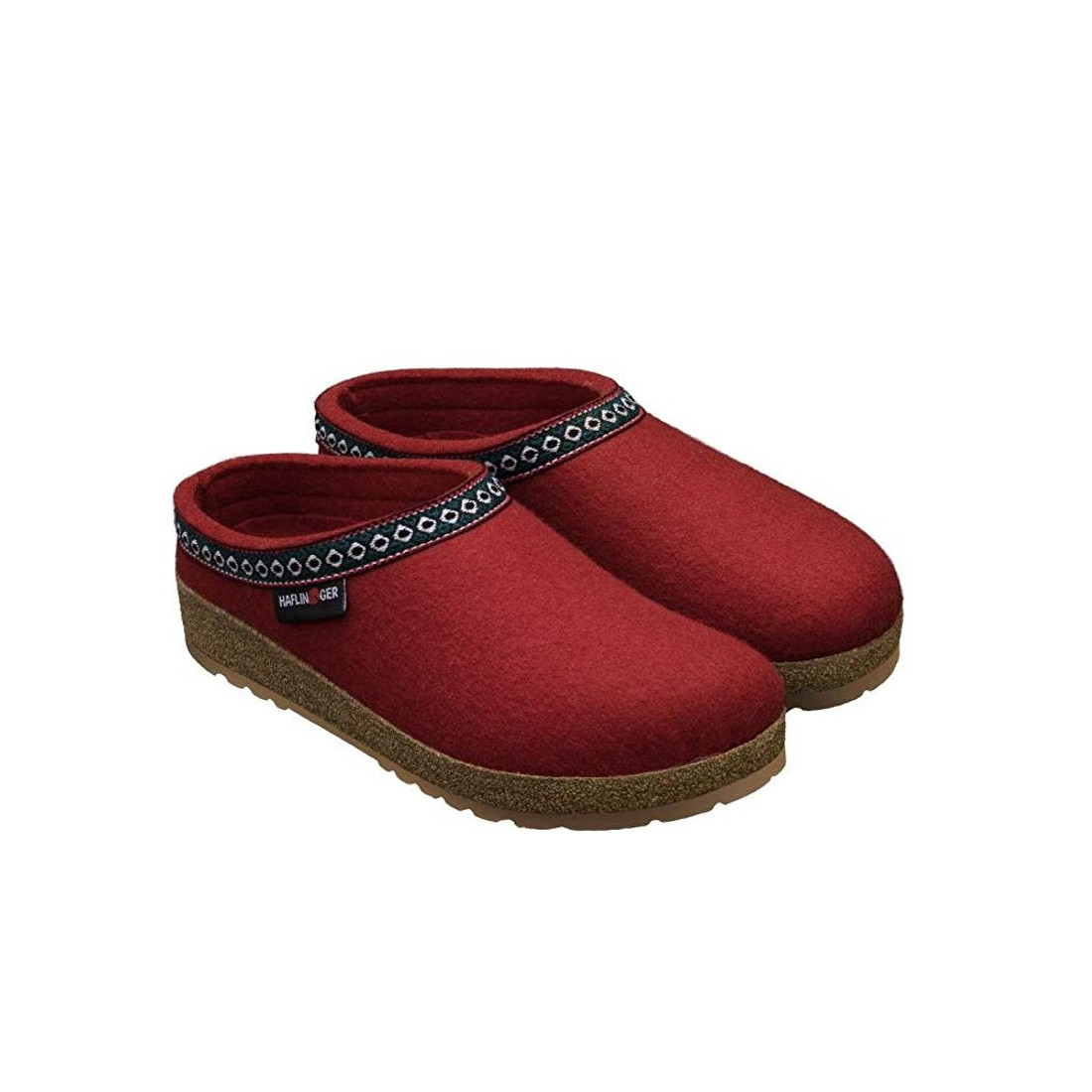 Pantofole Haflinger Franzl in feltro di lana rossa