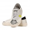 Sneaker D.A.T.E. Hill Low Vintage bianca e gialla con glitter argento
