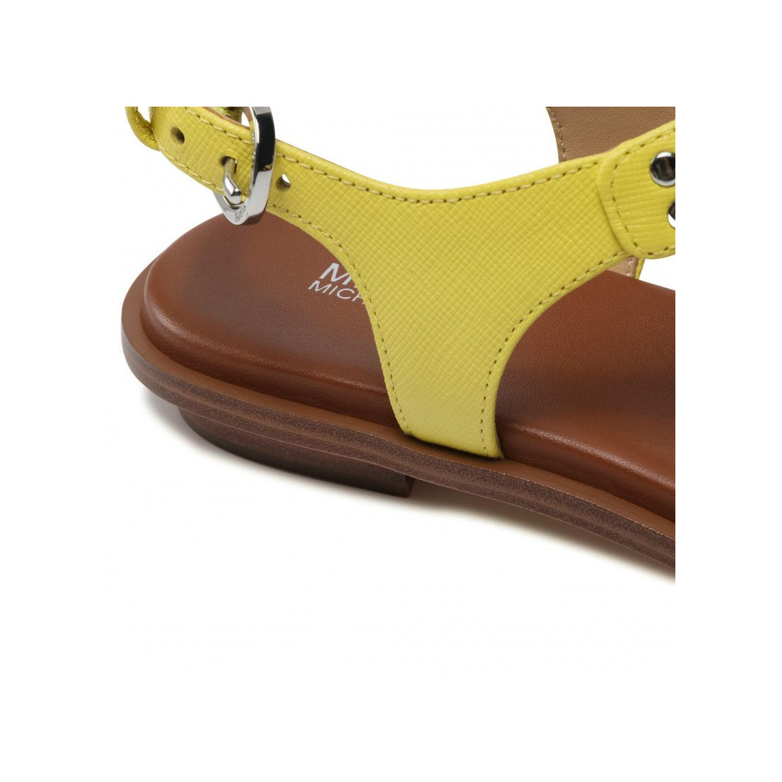 Sandalo Michael Kors Plate giallo in pelle con placca e logo