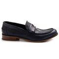 Mocassino uomo JP David in pelle microforata blu
