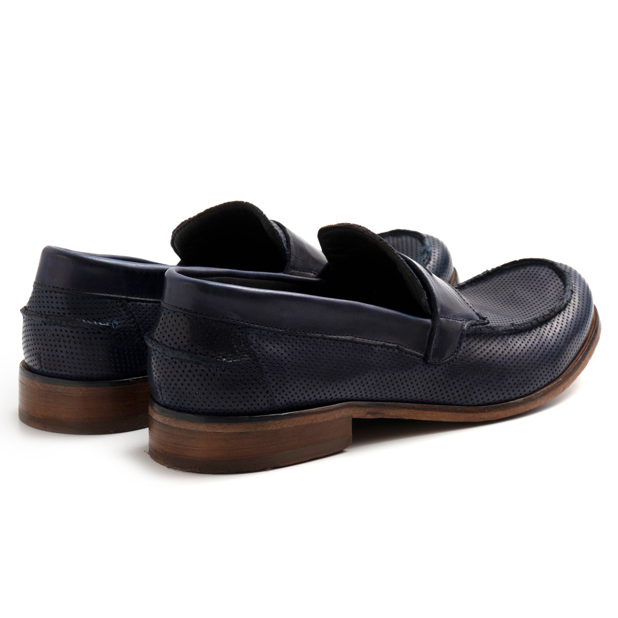 Mocassino uomo JP David in pelle microforata blu