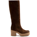 Stivale con tacco les tulipes in camoscio marrone con para