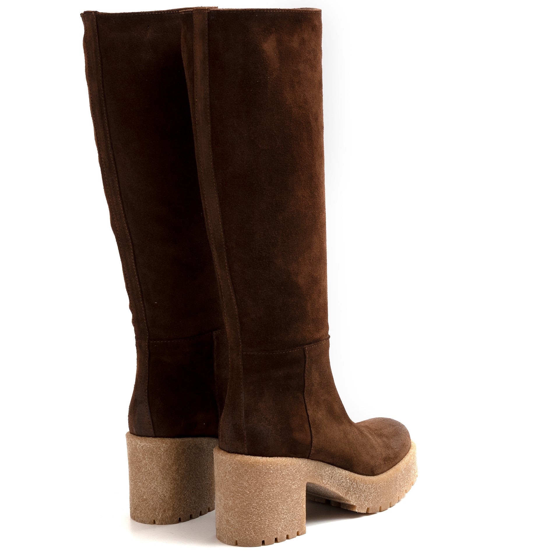 Stivale con tacco les tulipes in camoscio marrone con para