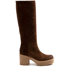 Stivale con tacco les tulipes in camoscio marrone con para