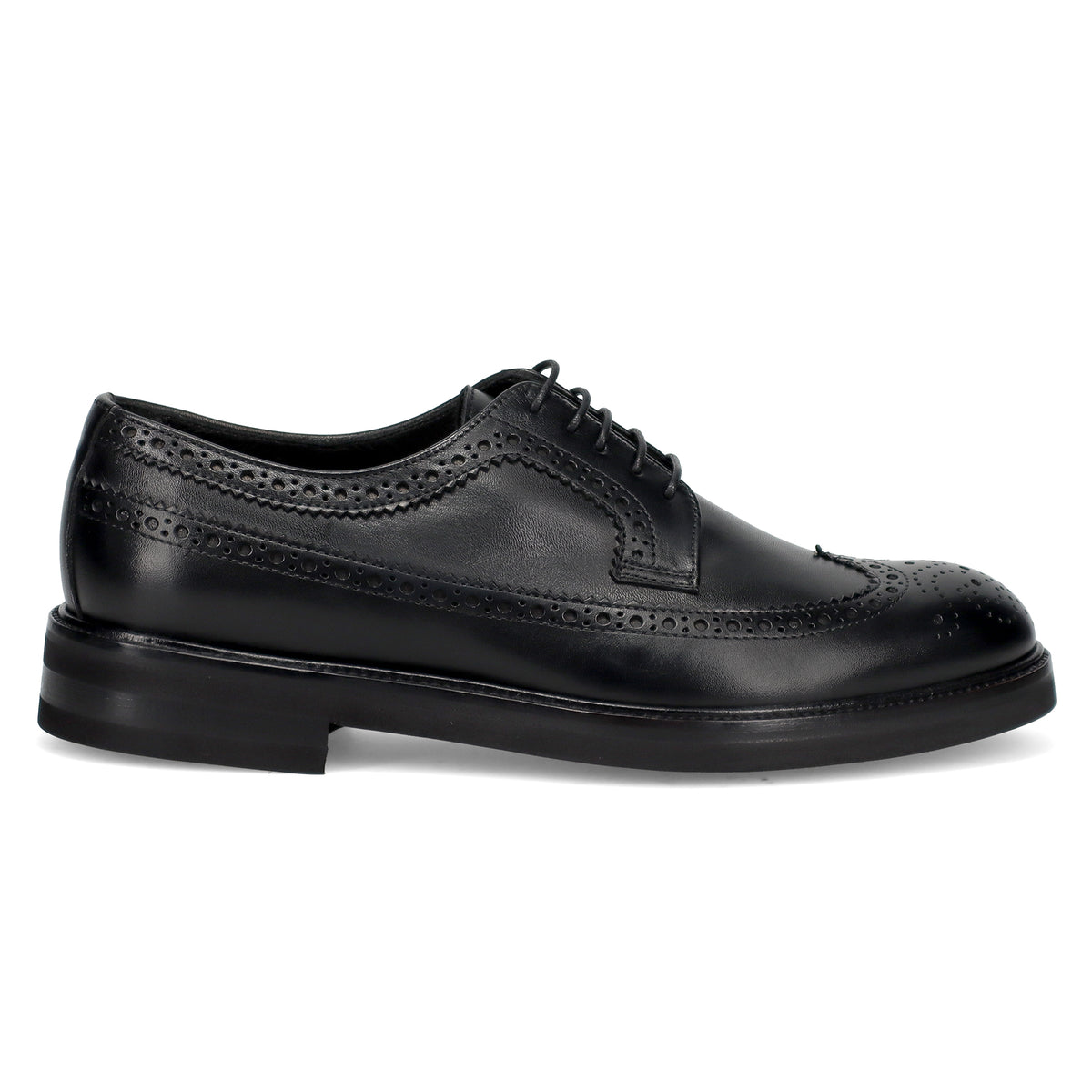 J. WILTON: Scarpa stringata derby formale da uomo in morbida nera con bucature e suola in gomma extralight