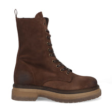 Stivaletto stringato da donna les tulipes in pelle scamosciata marrone coffee