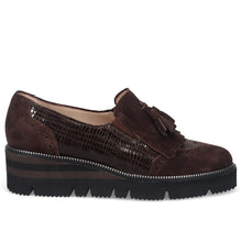 Scarpa slip on da donna sangiorgio marrone scuro con frangia e nappine