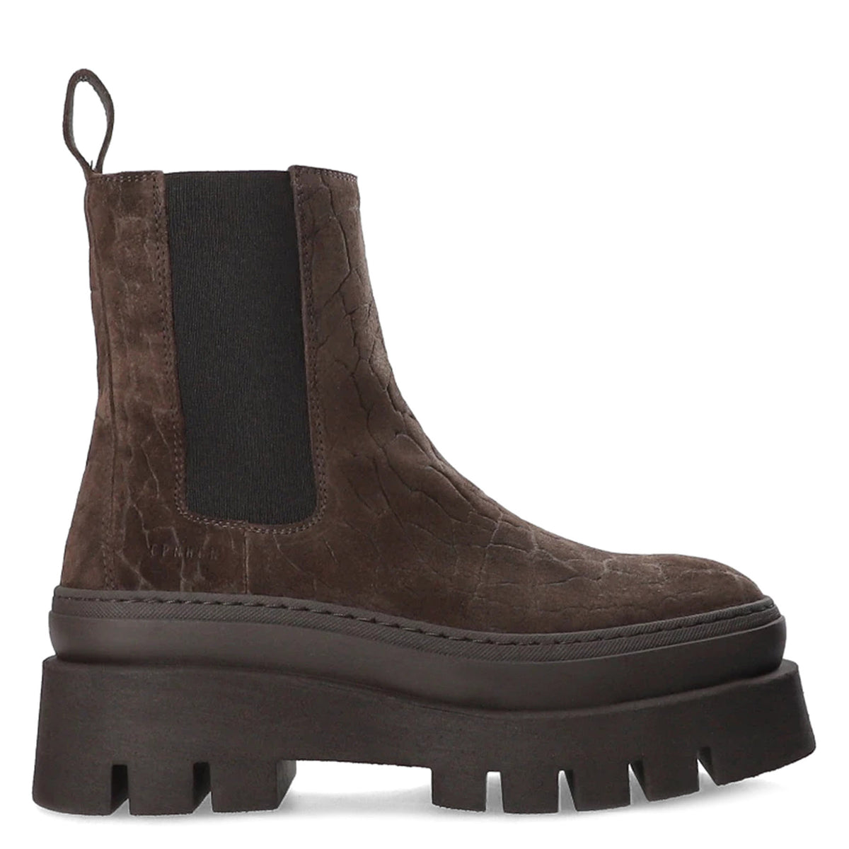 COPENHAGEN: Stivaletto Chelsea Copenhagen Studios CPH686 in suede cioccolato stampa coccodrillo