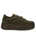 GIO+: Sneaker da donna Gio+ Pia in pelle scamosciata verde con accessori di strass