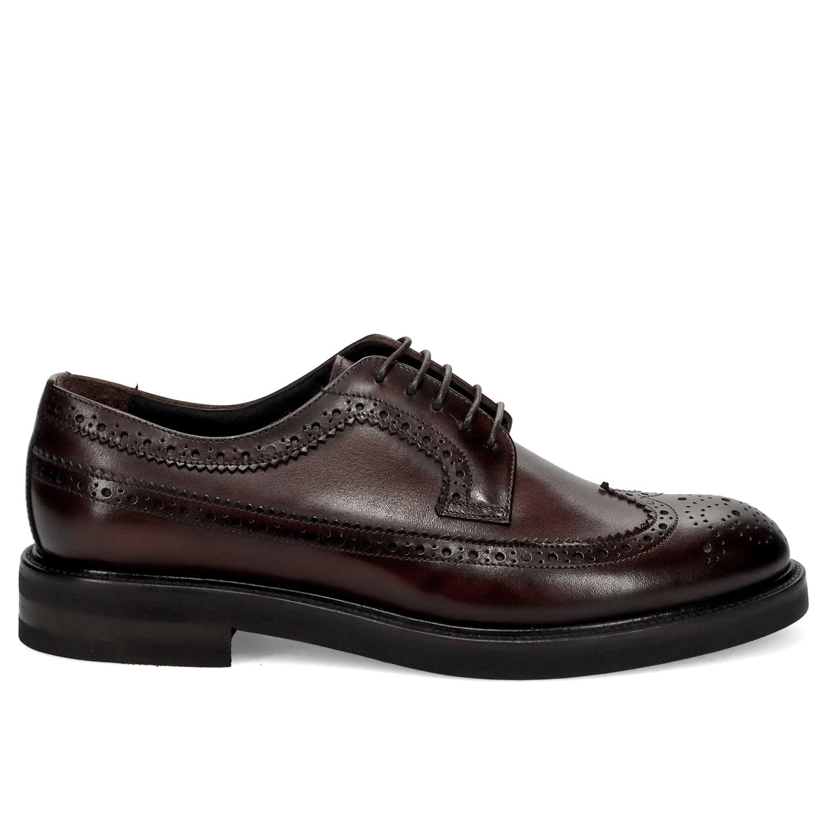 J. WILTON: Scarpa derby formale da uomo in morbida pelle marrone son suola in gomma extalight
