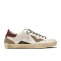 4B12: Sneaker low-top uomo Suprime bianca e beige con dettagli bordeaux, tortora e grigi