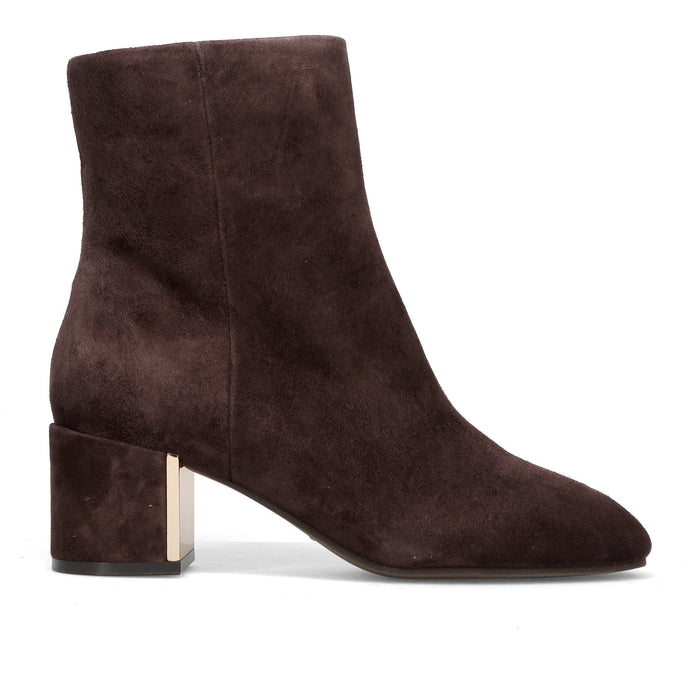 Alma en Pena: Stivaletto da donna in pelle scamosciata marrone con tacco comodo