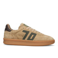 BACK 70: Sneaker da uomo Double in suede beige e pelle moro e verde oliva con fodera pied di poule