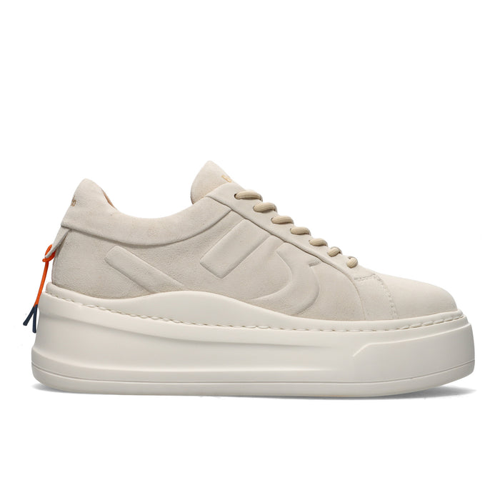 BARRACUDA: Sneakers slip-on platform da donna Mary Lou in morbida pelle scamosciata marmo avorio