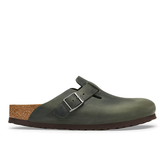 BIRKENSTOCK: Sabot da uomo Boston in pelle oliata verde timo