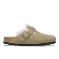 BIRKENSTOCK: Sabot da donna Boston in suede beige con fodera in pelliccia di agnello