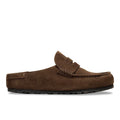 BIRKENSTOCK: Sabot mocassino da uomo Naples Wrapped in suede marrone scuro con pelantare anatomico