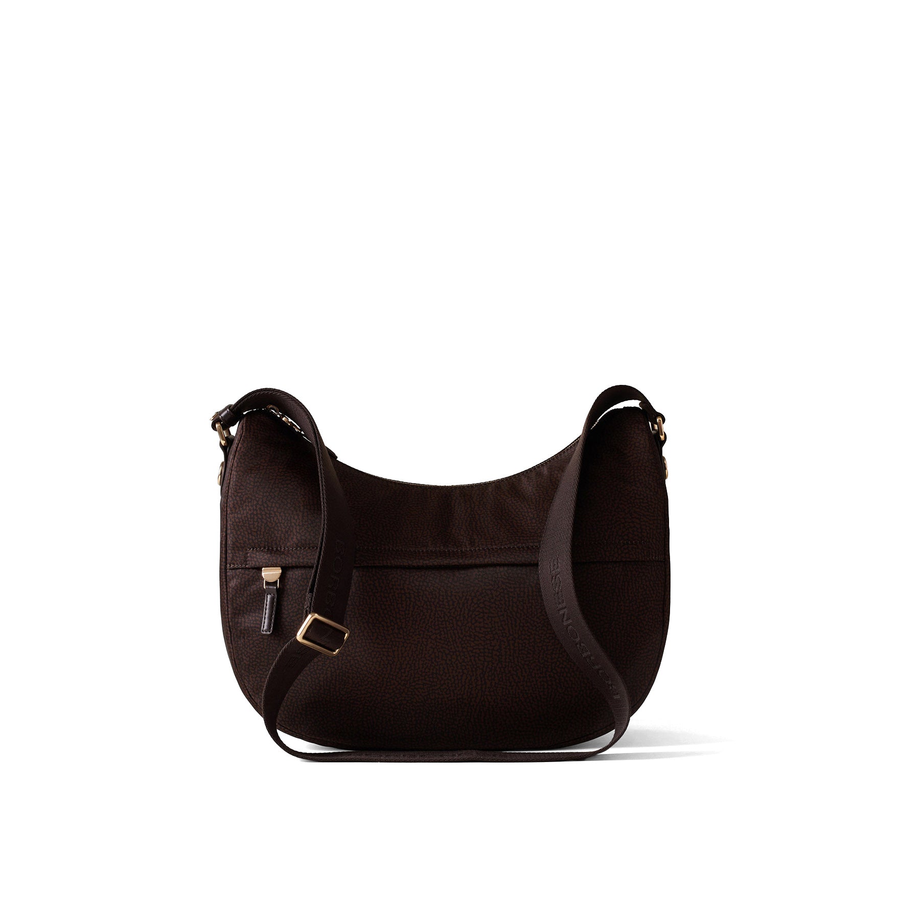 BORBONESE: Borsa a tracolla media B-Club Luna Bag in Tessuto riciclato Op marrone cioccolato