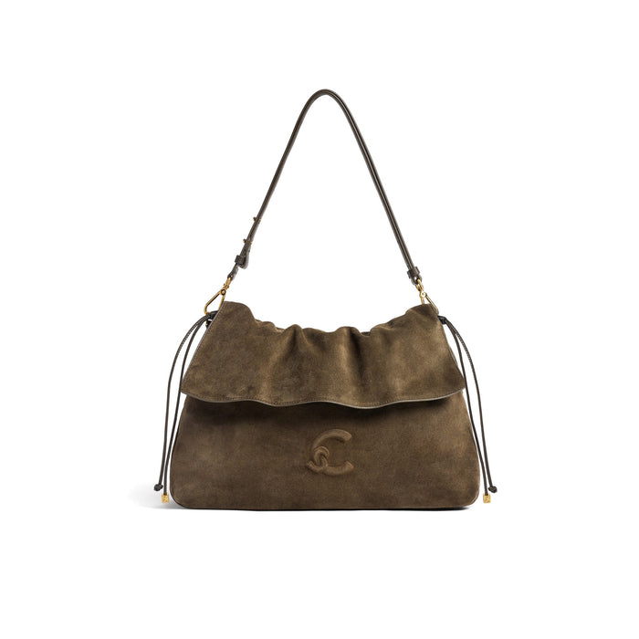 COCCINELLE: Borsa a spalla media da donna Coccinelle Lidia in camoscio e pelle marrone
