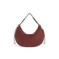 COCCINELLE: Borsa a spalla large da donna Thess in pelle scamosciata bordeaux
