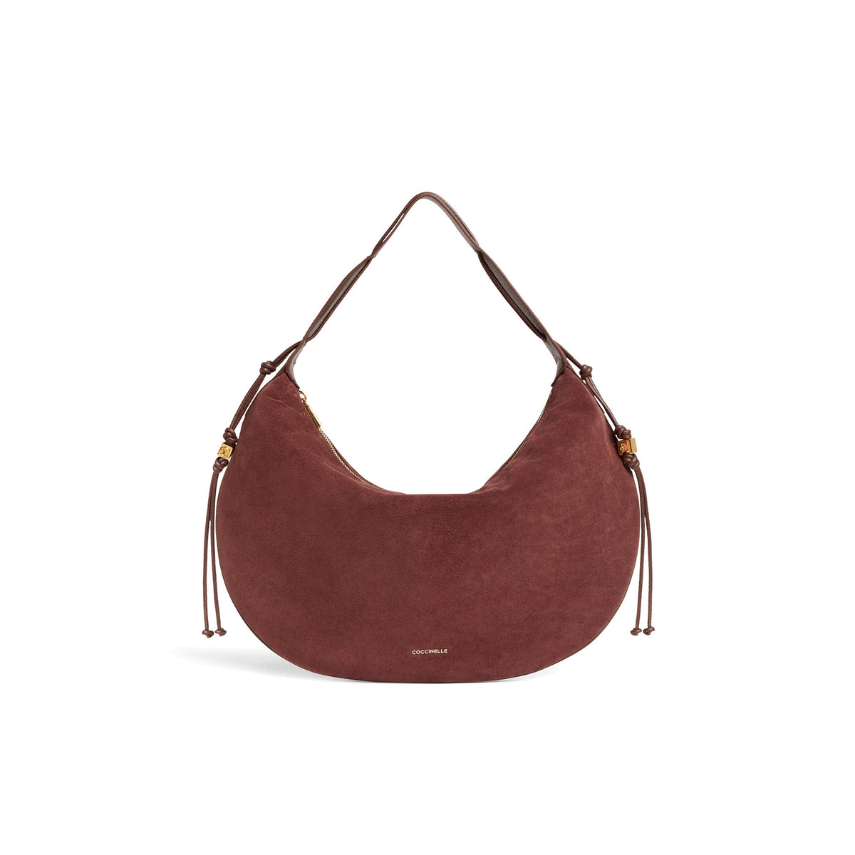 COCCINELLE: Borsa a spalla large da donna Thess in pelle scamosciata bordeaux