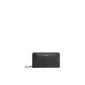 COCCINELLE: portafoglio zip around Leather lace in pelle martellata nera