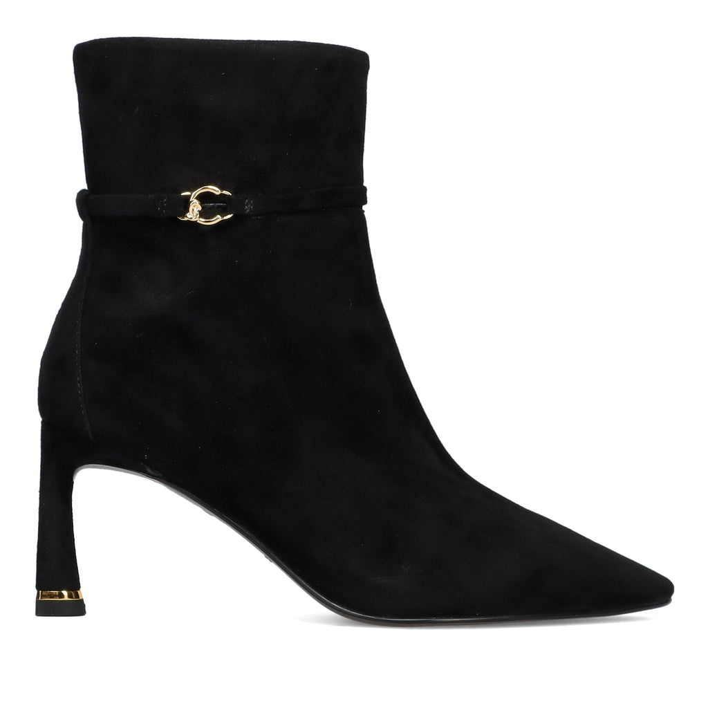 COCCINELLE: Stivaletto da donna C-look in pelle scamosciata nera con tacoc alto