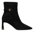 COCCINELLE: Stivaletto da donna C-look in pelle scamosciata nera con tacoc alto