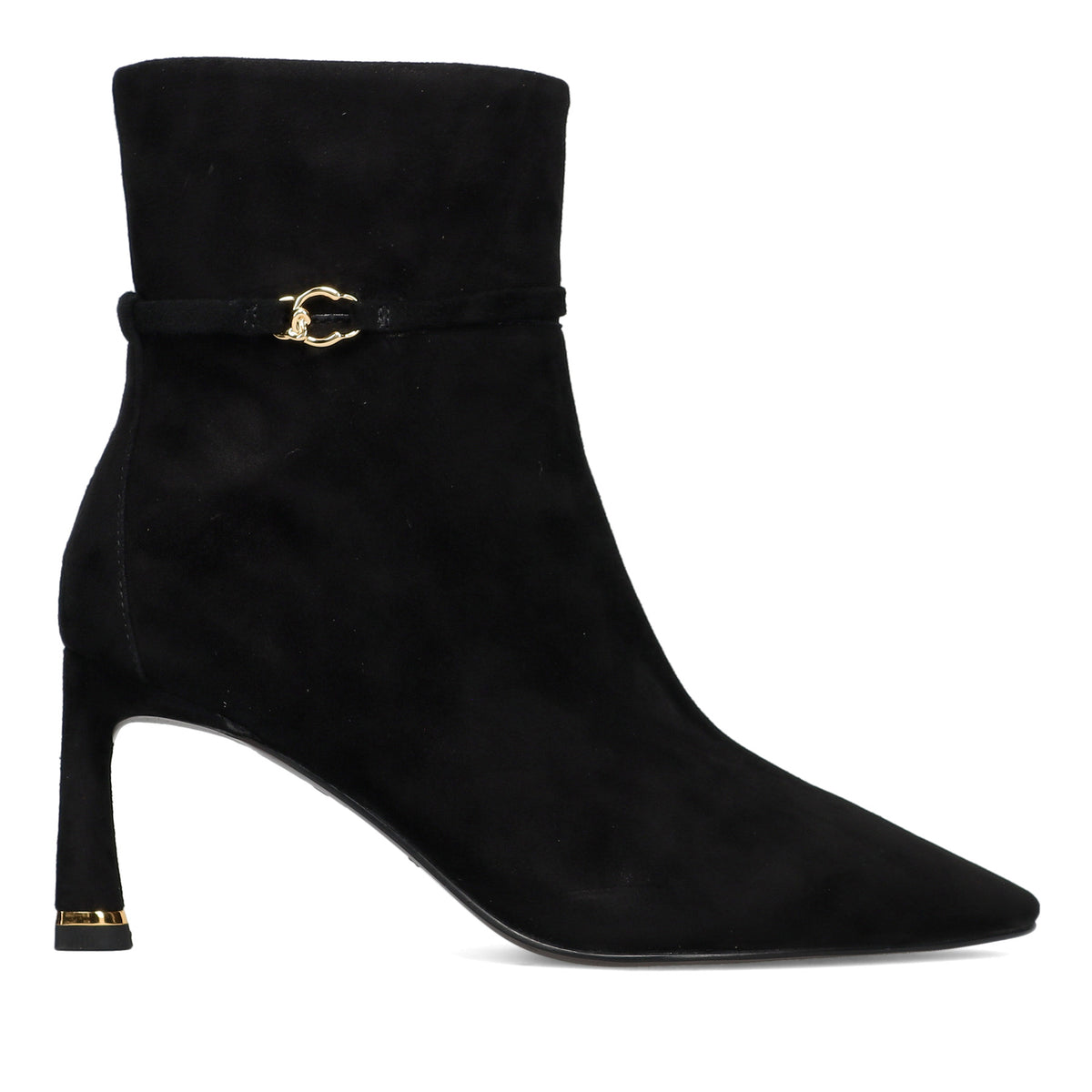 COCCINELLE: Stivaletto da donna C-look in pelle scamosciata nera con tacoc alto
