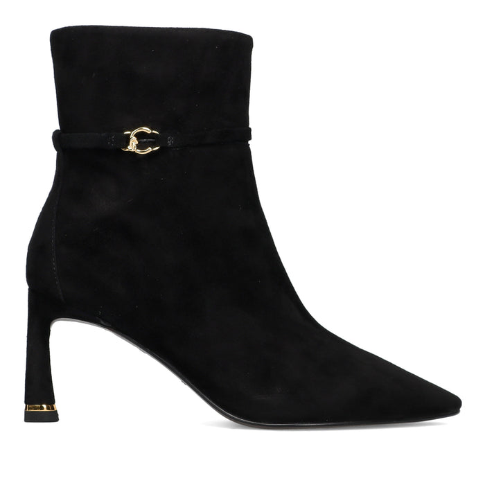 COCCINELLE: Stivaletto da donna C-look in pelle scamosciata nera con tacoc alto