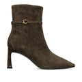 COCCINELLE: Stivaletto da donna C-look in pelle scamosciata marrone tortora con tacco alto