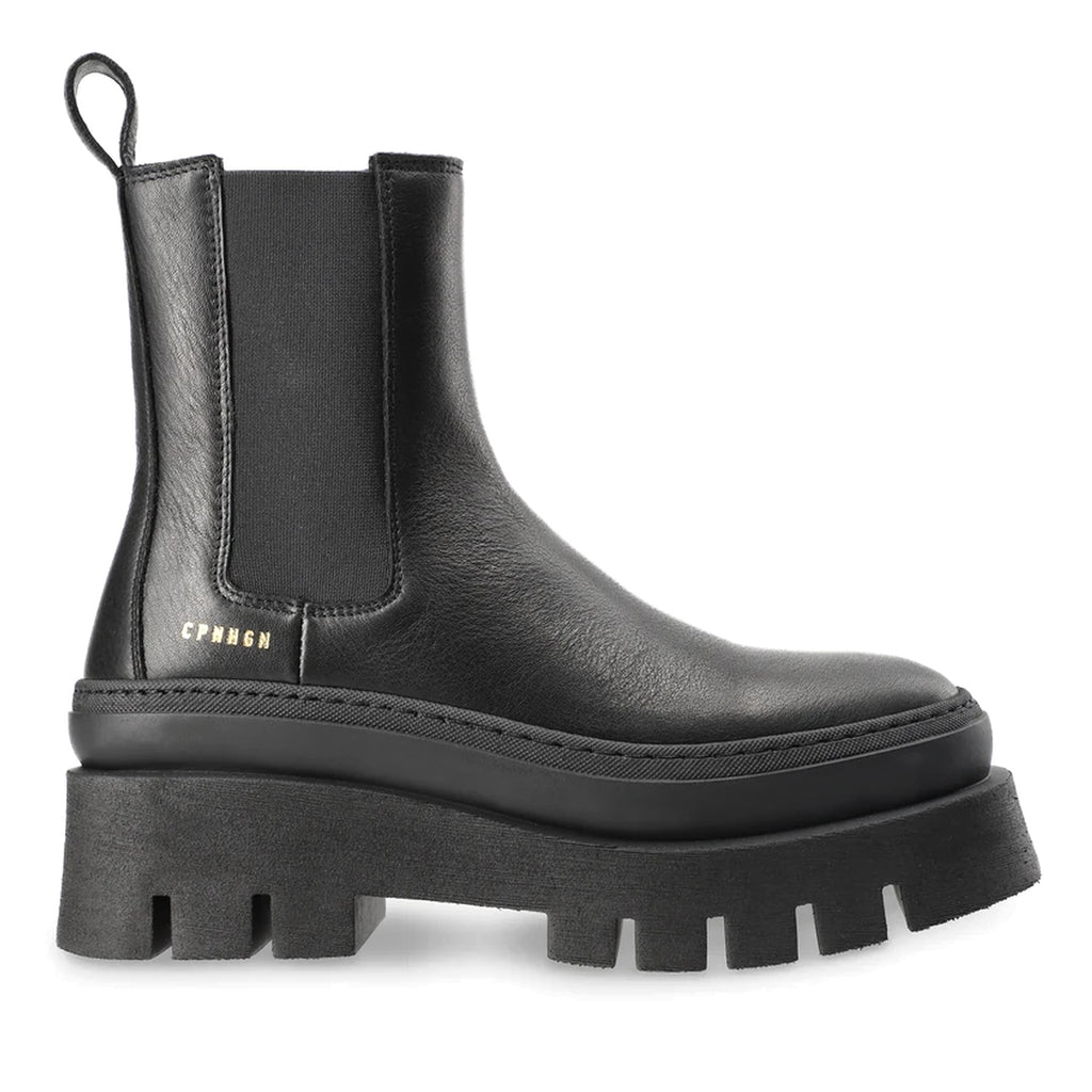 COPENHAGEN: Stivaletto chelsea da donna CPH686 in pelle nera con maxi suola