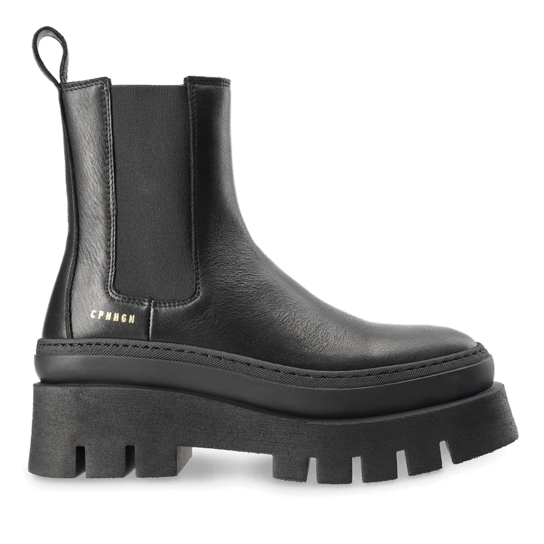 COPENHAGEN: Stivaletto chelsea da donna CPH686 in pelle nera con maxi suola