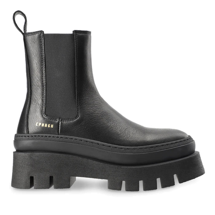 COPENHAGEN: Stivaletto chelsea da donna CPH686 in pelle nera con maxi suola