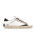 Crime London: Sneakers da uomo Distressed City in pelle bianca e sede marrone