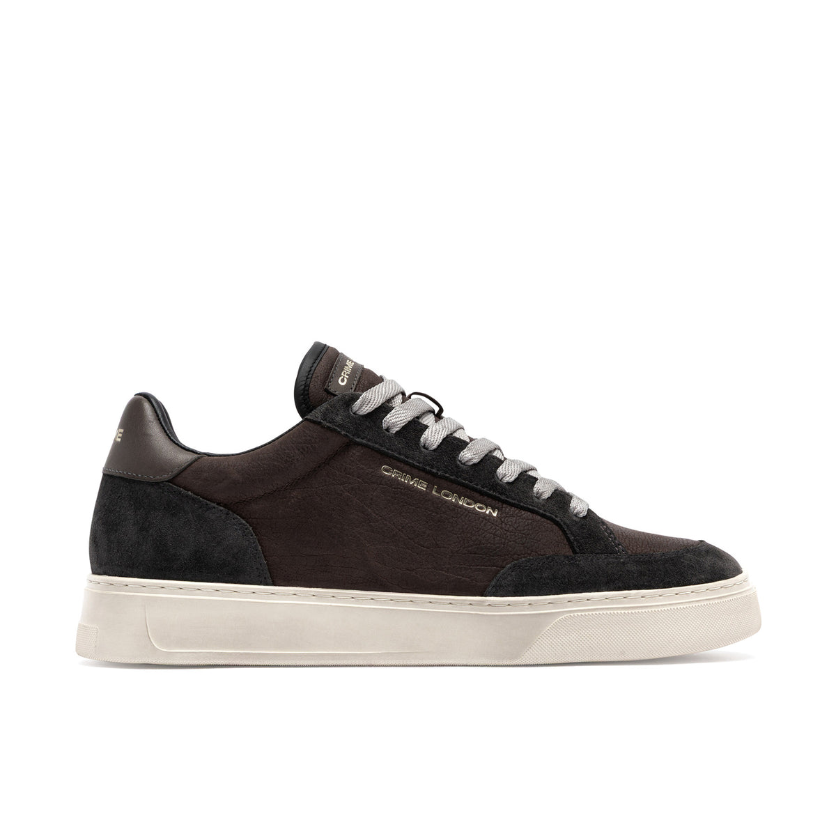 Crime London: Sneakers da uomo Eclipse in pelle e suede marrone e grigio