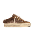 Crime London: Sneaker sabot da donnSoho in suede marrone e glitter bronzo con fodera teddy