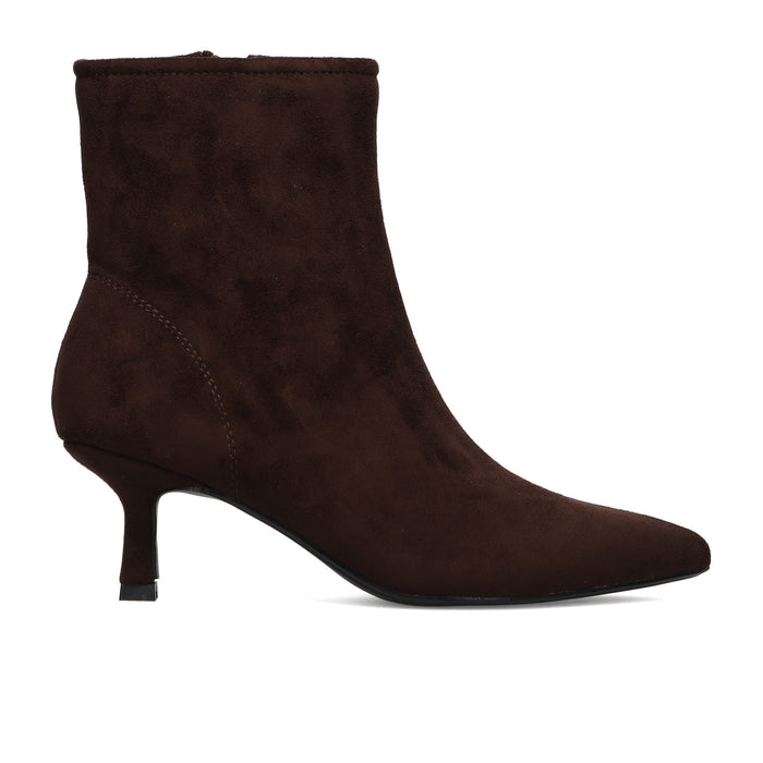 CRISTIN: Stivaletto da donna Susan in camoscio ecologico marrone scuro con tacco a rocchetto