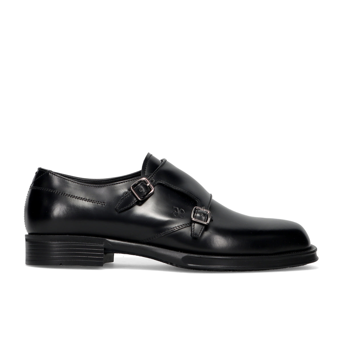 FABI: Elegante scarpa doppia fibbia da uomo in pelle spazzolata nera