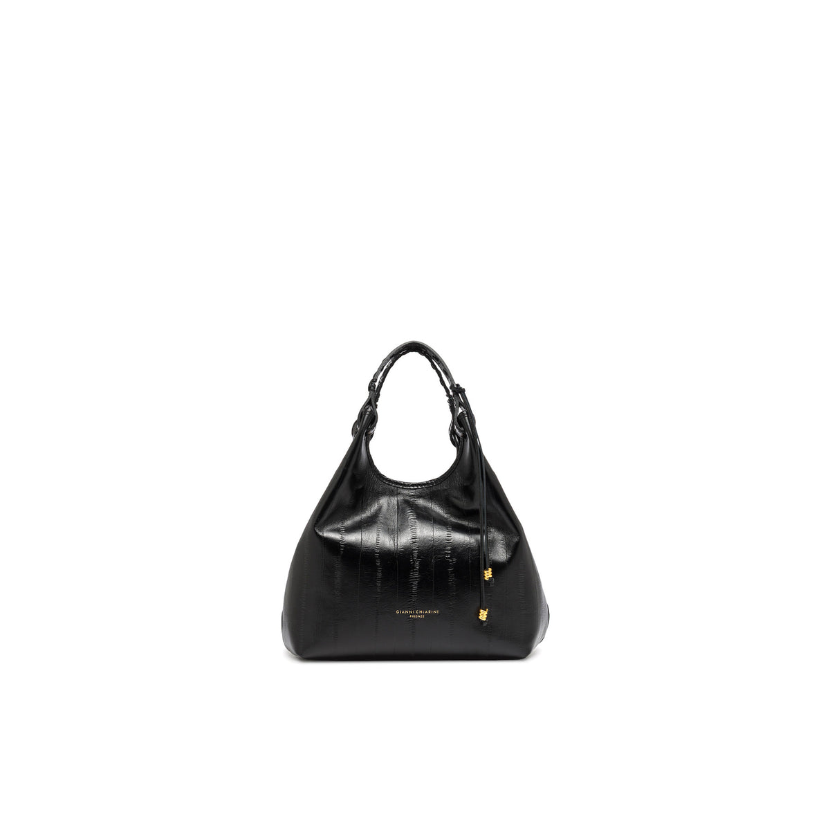 Gianni Chiarini: Borsa da donna Dua media in in pelle stampa anguilla nera
