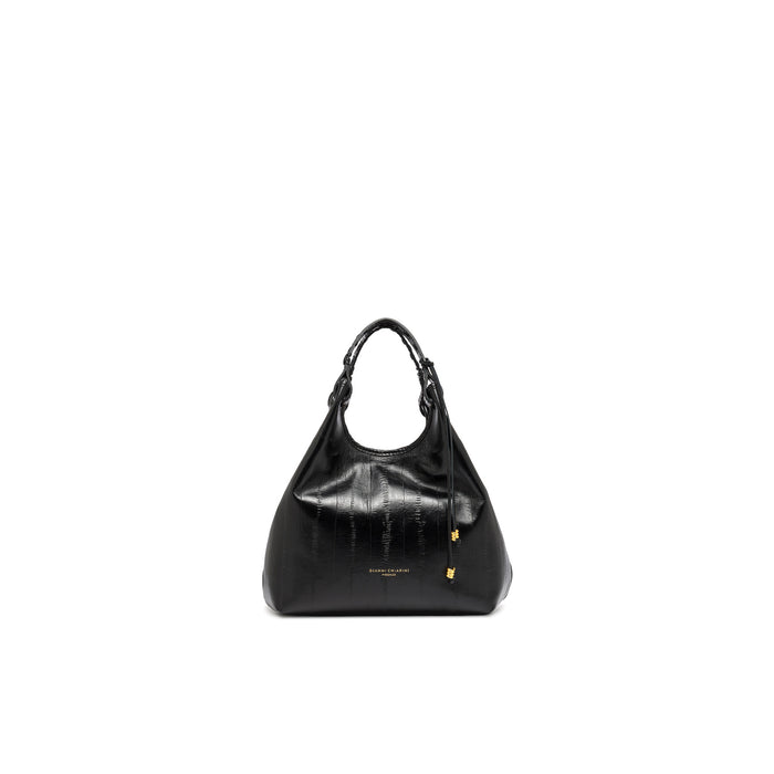 Gianni Chiarini: Borsa da donna Dua media in in pelle stampa anguilla nera
