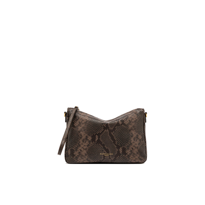 Gianni Chiarini: Pochette media Nora Pouch in pelle stampa pitone color marrone