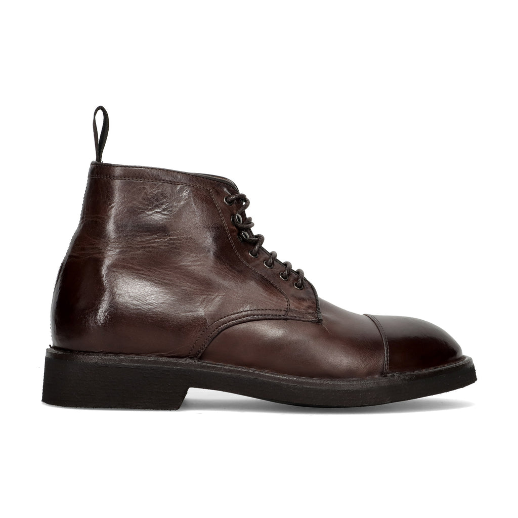 Green George: Scarpa mid cut da uomo in ricca pelle maremma lavata marrone con suola in gomma
