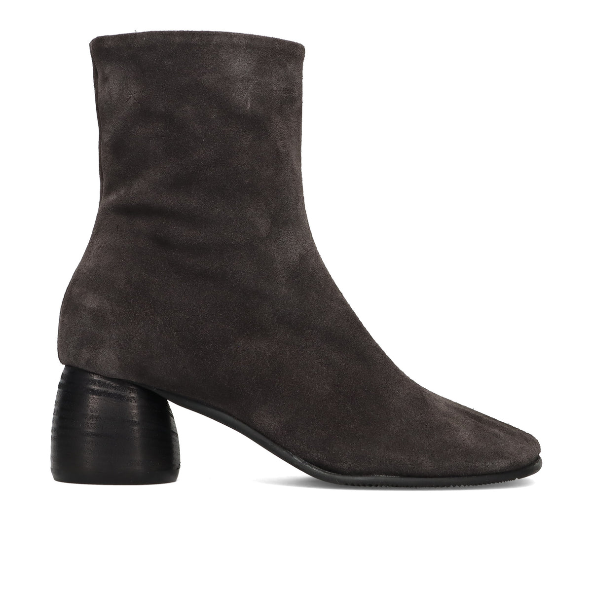 History541: Stivaletto da donna in camoscio grigio con tacco cilindrico e punta larga
