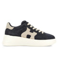 Hogan: Sneakers da donna Rebel in suede idrorepellente blu e nabuk avorio